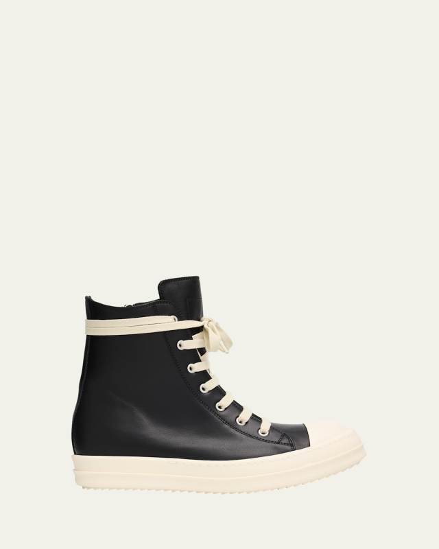 Calf Leather Cap Toe High-Top Sneakers
